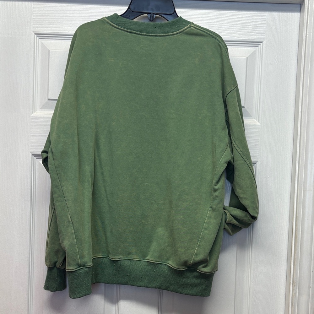 Davi & Dani Green Paisley Patchwork Star Studded Sweatshirt with Pockets Medium - Picture 4 of 4